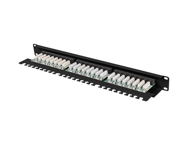 Lanberg 19&quot; 1U patch panel 24 port, Cat.6A UTP with shelf, black
