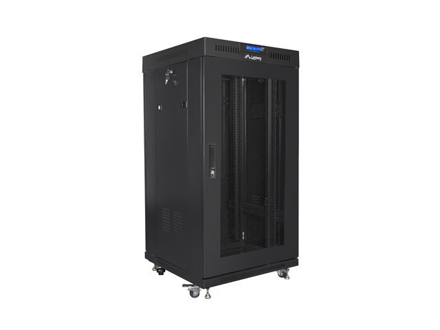 Lanberg 19&quot; free-standing rack cabinet, 22U/600*600 with mesh door, LCD, black V2, flat pack