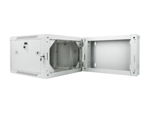 Lanberg 19" wall-mounted double section rack, 6U 600*600, grey, flat-pack