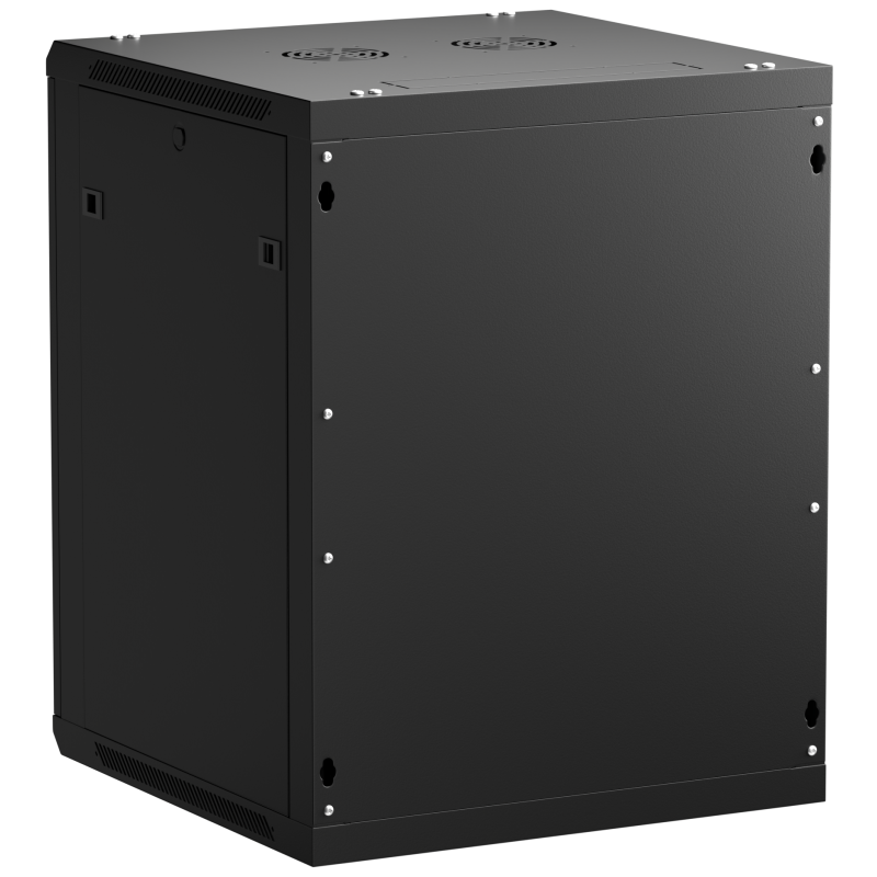 Netrack 19" wall-mount F-Line rack cabinet, 15U 600*600, glass door, black, flat-pack