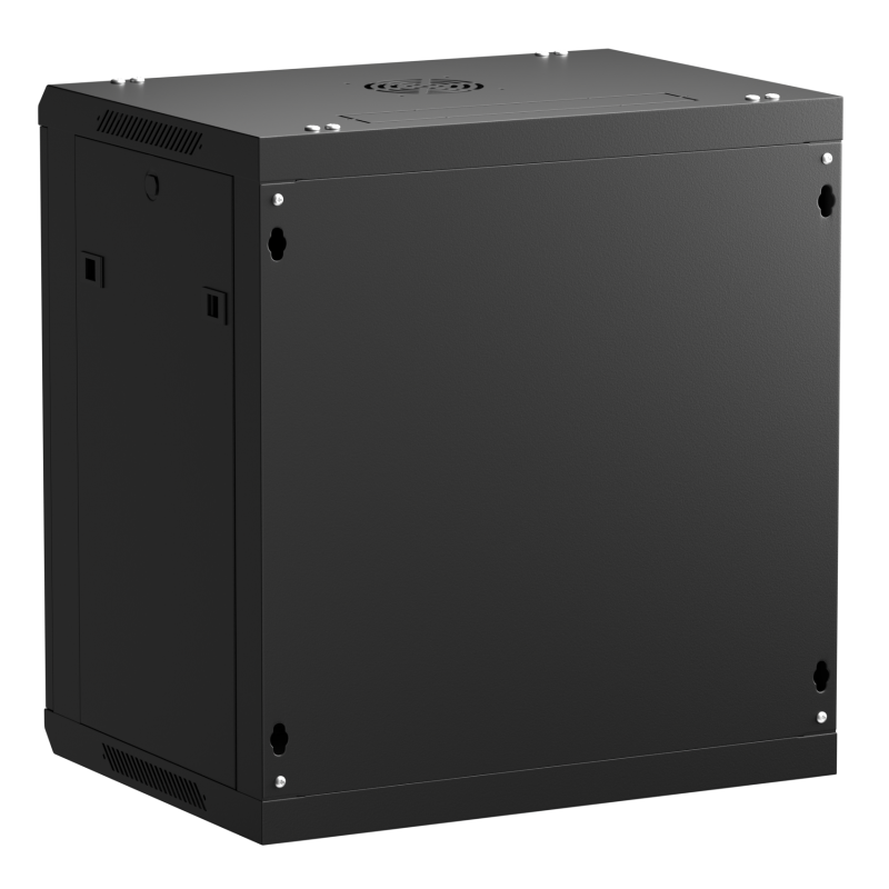 Netrack 19" wall-mount F-Line rack cabinet, 12U 600*450, glass door, black, flat-pack