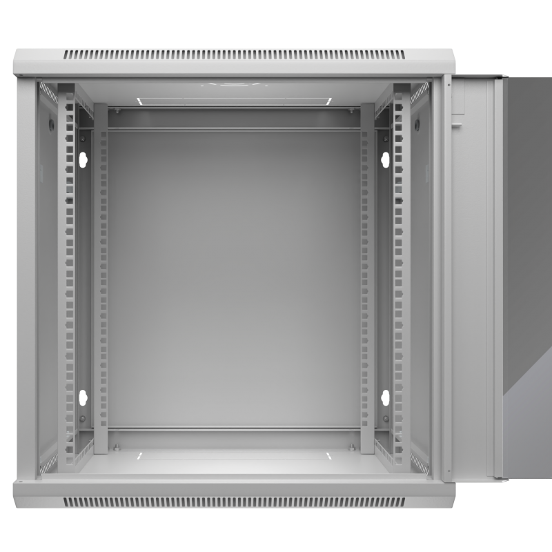 Netrack 19" wall-mount F-Line rack cabinet, 12U 600*450, glass door, gray, flat-pack