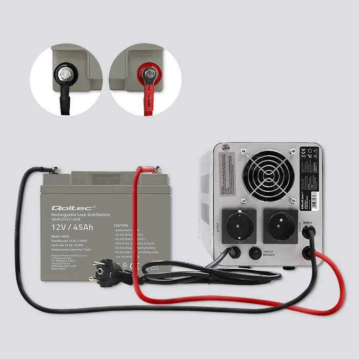 Qoltec AGM battery 12V 45Ah maintenance-free, efficient, LongLife, for UPS, scooter