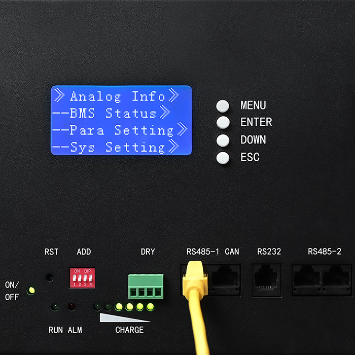 Qoltec stable LiFePO4 energy storage for rack, 5.12kWh, 51.2V, 100Ah, BMS, LCD