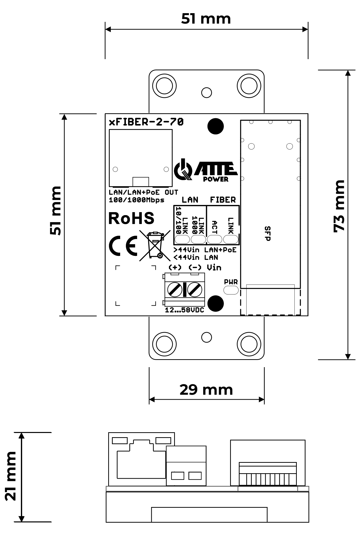 Gigabit Ethernet - SFP media converter