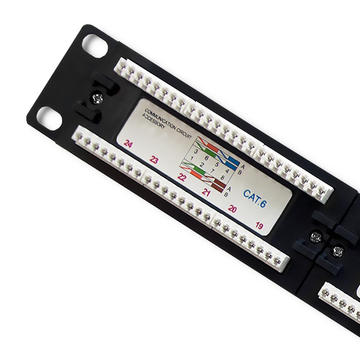 Qoltec 1U 19" 24-port patch panel Cat6 UTP, black
