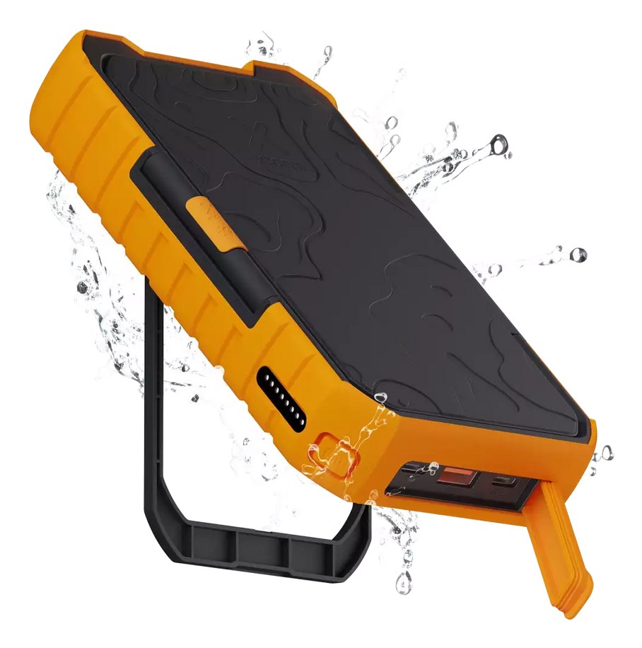Päikesepaneeliga akupank 10Ah, rugged, oranž