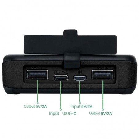 Päikesepaneeliga (9W) akupank 20Ah, must