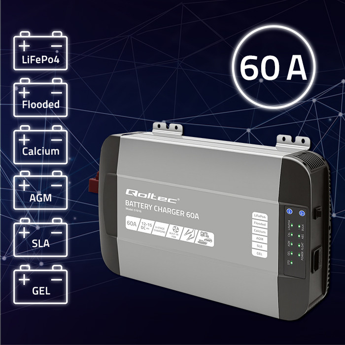 Monolith professionaalne akulaadija, LiFePO4 AGM GEL SLA 60A, 12V