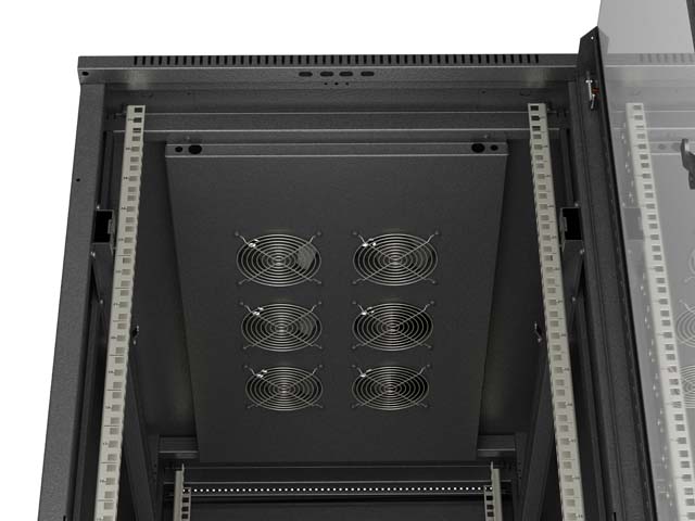 Lanberg rack cabinet 19" free standing 27U 600*1000 flat pack with glass door black