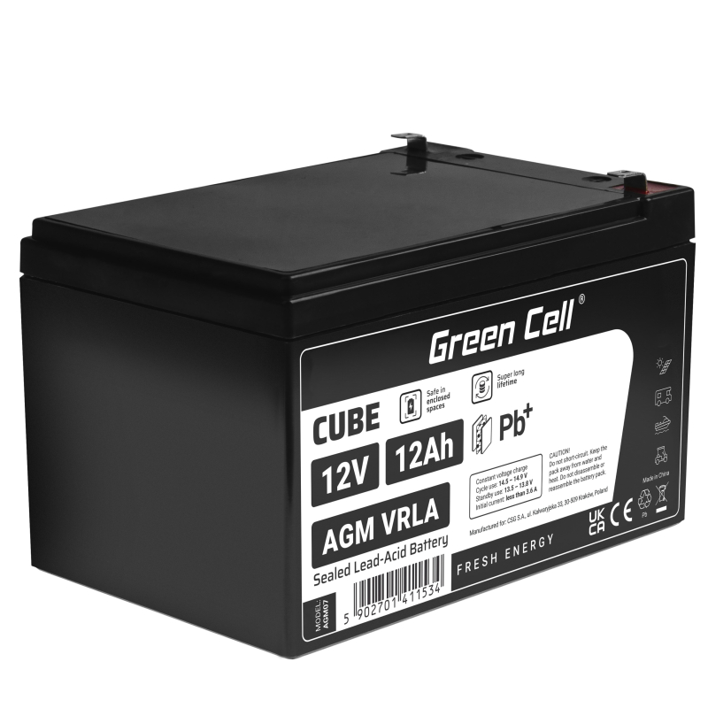 Green Cell AGM 12V 12Ah F2 battery
