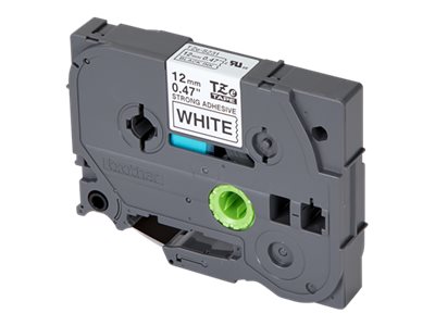 Brother 12mm black on white extra strength adhesive laminated tape