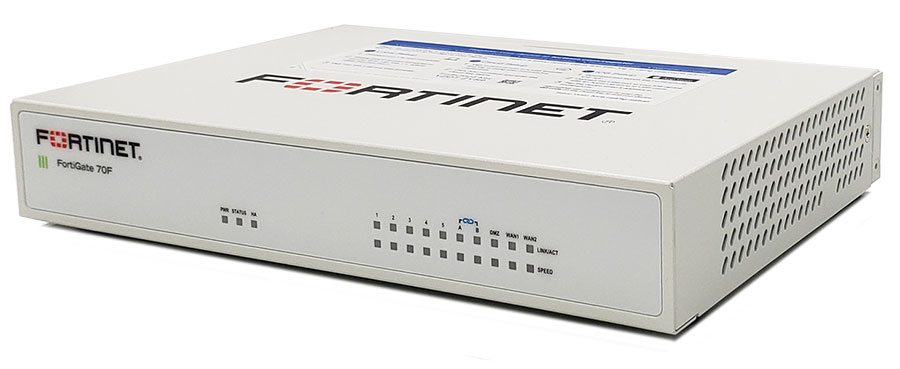 Fortinet FortiGate 70F firewall appliance, 7*GE RJ45 ports, 2*GE RJ45 WAN ports (appliance only, no subscription)