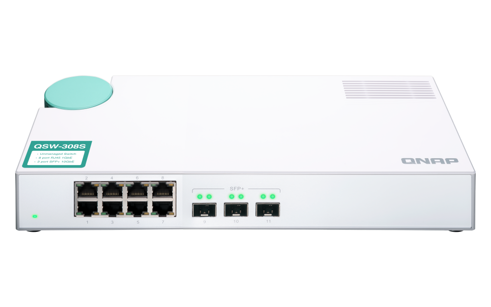 QNAP 10GbE unmanaged switch, with 3-port 10G SFP+ &amp; 8-port Gigabit