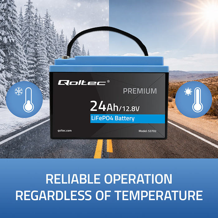 Qoltec LiFePO4 lithium iron phosphate battery 12.8V, 24Ah, 307.2Wh, BMS