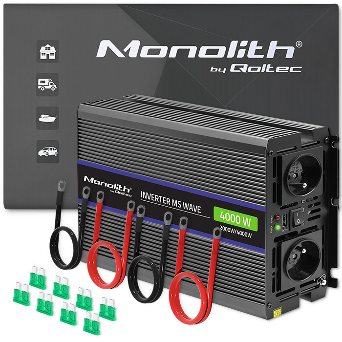 Monolith voltage converter 4000 MS wave |12V to 230V | 2000/4000W | USB