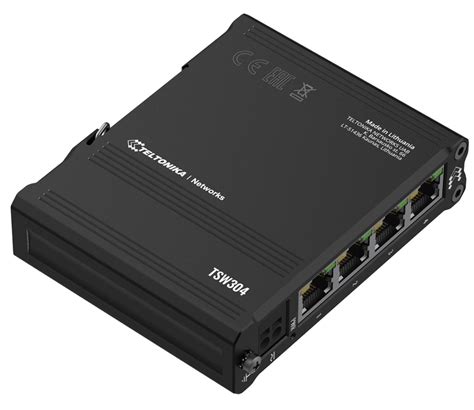 Teltonika industrial unmanaged 4-port GE switch, DIN rail