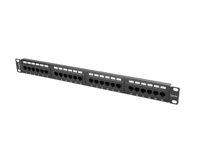 Lanberg patch panel 1U 19&quot;, 24 port Cat.5E UTP, black