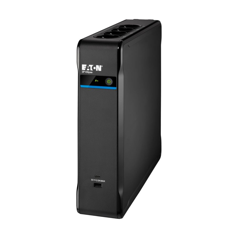Eaton 3P Ellipse off-line UPS USB DIN, 1300VA/840W, input: C14, outputs: (4) Schuko, (4) Schuko surge only, USB charge, tower