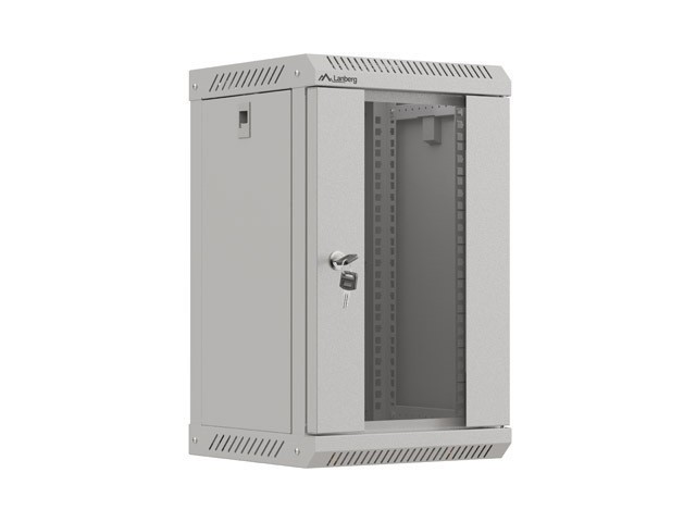 Lanberg 10&quot; wall-mount rack cabinet 9U/300*300 with glass door, grey, flatpack
