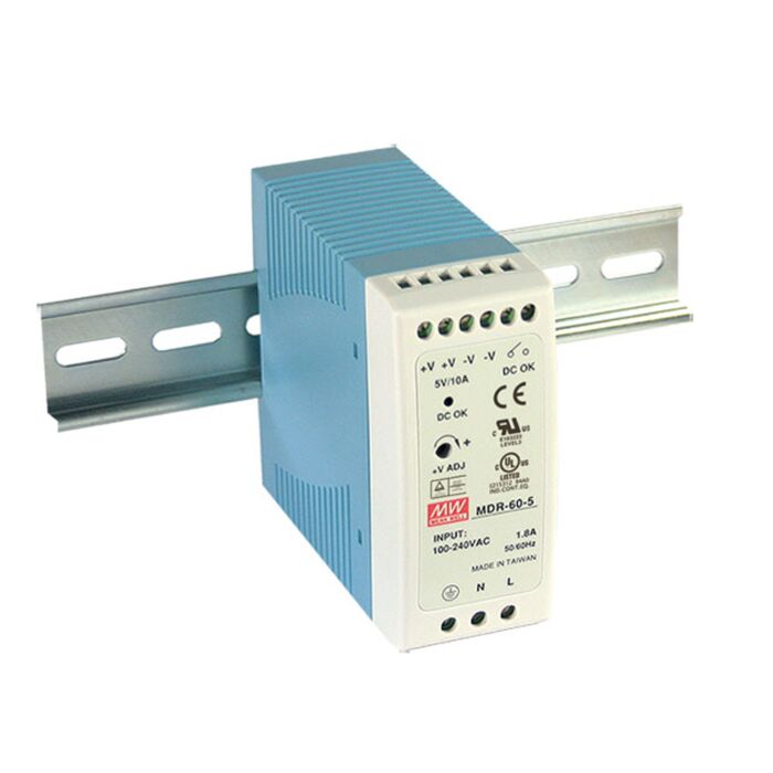 MeanWell toiteplokk DIN-liistule, 60W 5V 10A