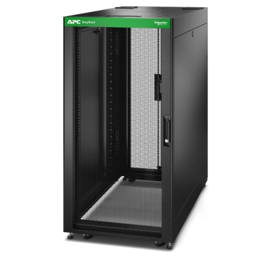 APC Easy rack 600mm/24U/1200mm with roof side panel castors feet and 4 brackets no bottom, black