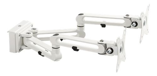 Kahe monitori jalg, 17-32&quot;, kuni 8kg (kumbki ekraan), kallutatav, pööratav, VESA 75*75/100*100, valge