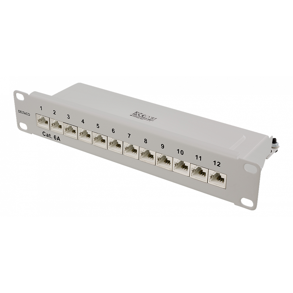 10" patch panel, 12*RJ45, CAT6A, STP, 1U, 10GBPS, metal, hall