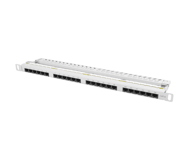 Lanberg 19&quot; 0.5U 24 port patch panel, Cat.6 UTP with cable organizer, grey