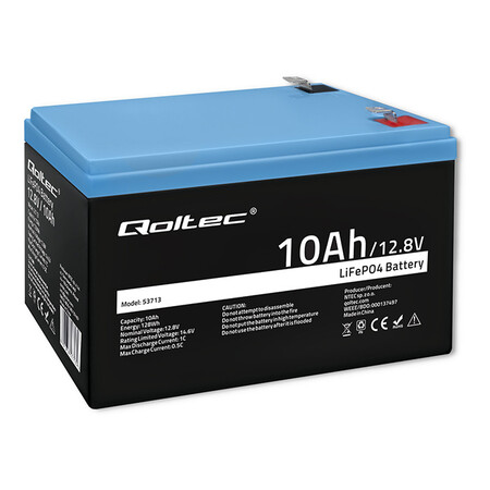 Qoltec LiFePO4 battery, 12.8V, 10Ah, 128Wh, BMS