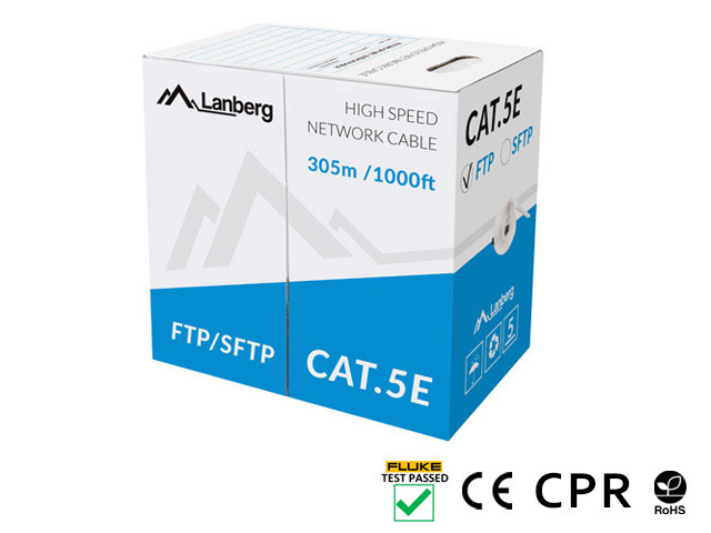 Lanberg LAN cable SFTP, cat5e 305m, solid CU CPR fluke passed, grey