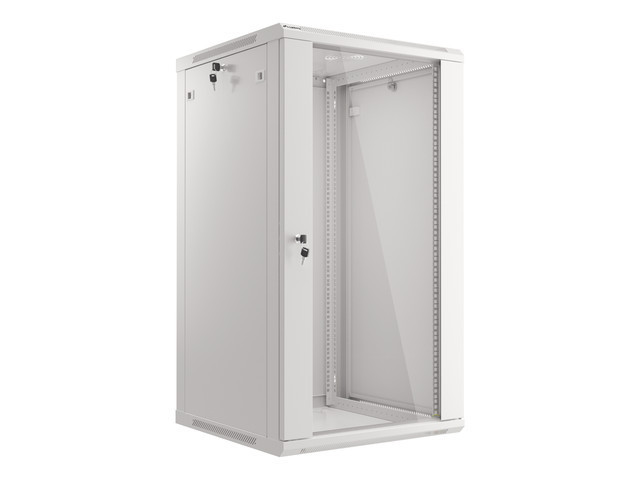 Lanberg 19" wall-mount rack cabinet, 22U 600*600, glass door, grey, flat-pack