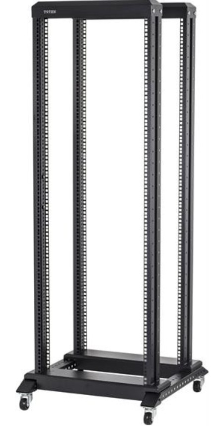 19" 42U avatud räkk ratastel, 600*600mm, must