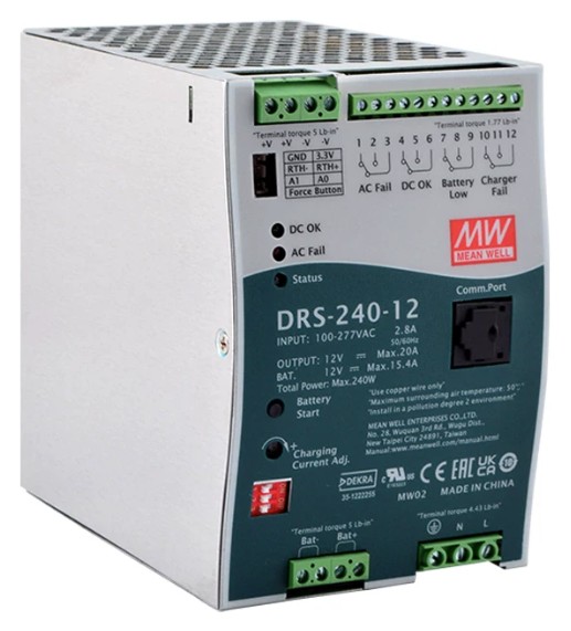 MeanWell DRS AC/DC to DC DIN-rail security power supply 12V/20A/240W