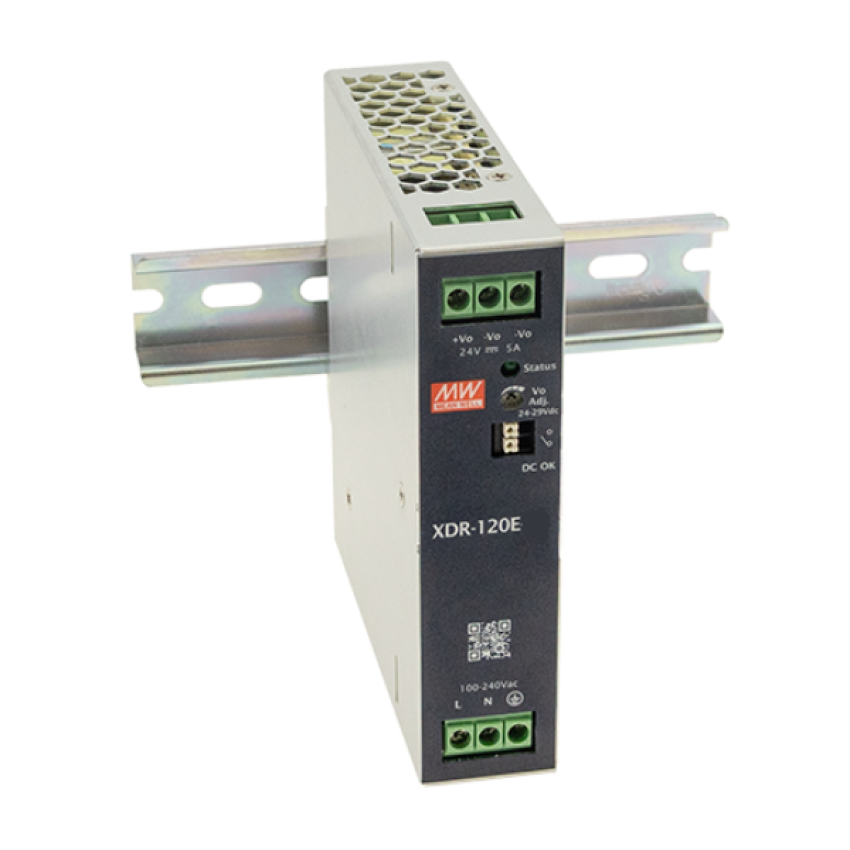 MeanWell XDR DIN-rail power supply 120W,85-264VAC/120-370VDC in, 12V/10A out