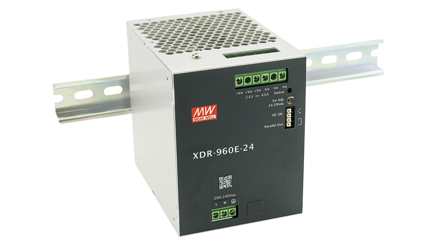 MeanWell XDR DIN-rail power supply 960W,180-264VAC/254.5-370VDC in, 48V/20A out