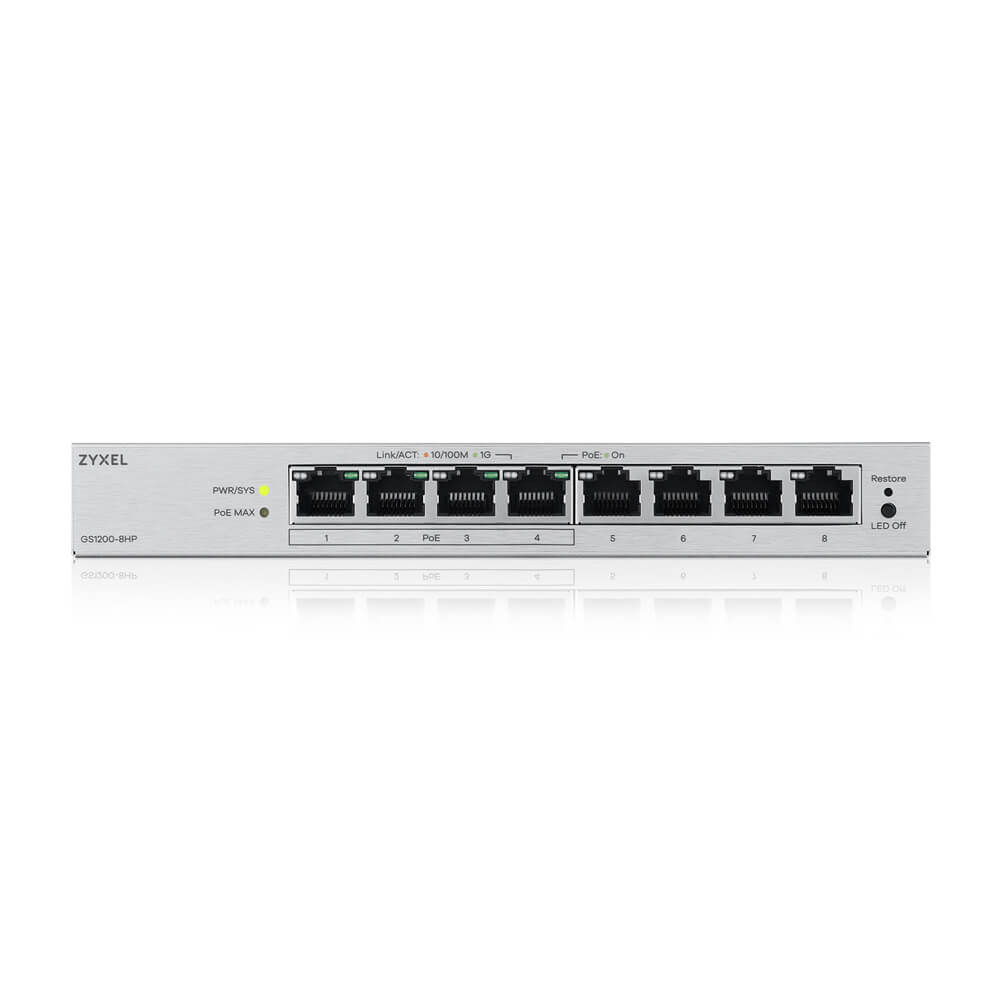 ZyXEL GS1200-8 V3, 8 port Gigabit webmanaged switch