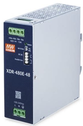 MeanWell XDR DIN-rail power supply 480W, 85-264VAC/120-370VDC in, 48V/10A out