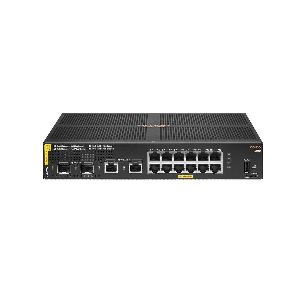 HPE Aruba 6100 12G Class4 PoE 2G/2SFP+ 139W switch