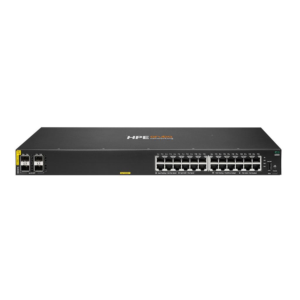 HPE Aruba Networking CX 6000 24*10M/100M/1G Class4 PoE 4p SFP 1G 370W switch EU en