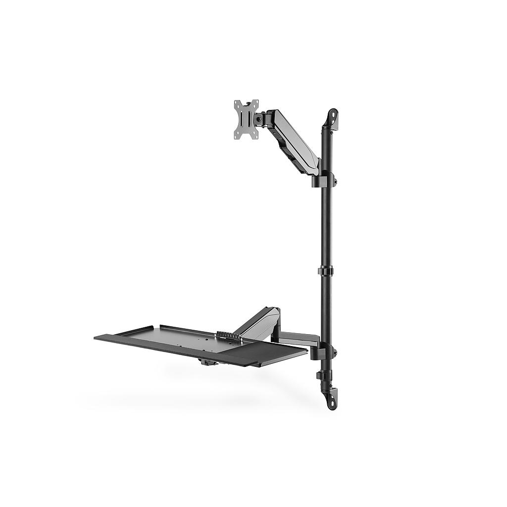 Flexible wall-mounted stand/sit workstation, single monitor