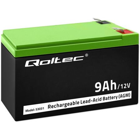 Qoltec AGM battery 12V, 9Ah, long-life