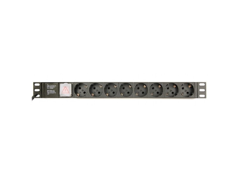 Power distribution unit (PDU), 8 Schuko sockets, 1U, 16A, 3m cable, C14 plug