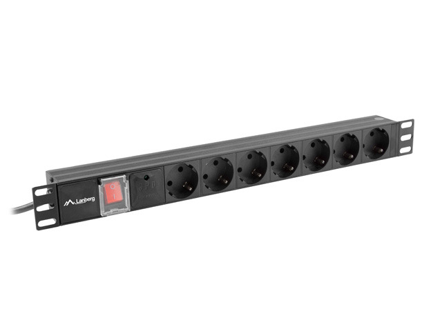Lanberg PDU 19" 1U 16A, 2m, 7*Schuko outlets, black