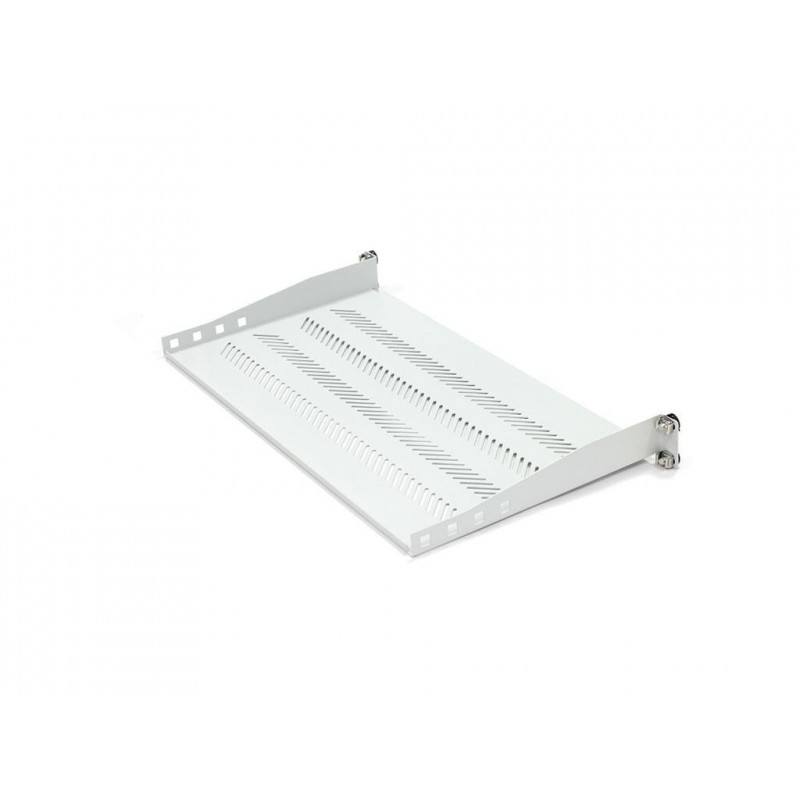 19" 1U, 25cm sügav aukudega riiul, hall RAL7035, 4*M6 kruvid