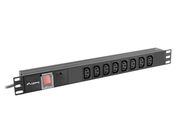 Lanberg PDU, 19&quot; 1U 16A 2M 8*IEC C13 sockets, black, C20