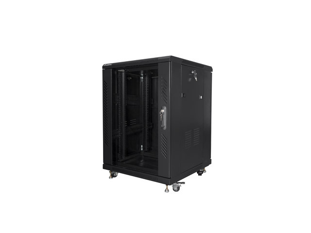 Lanberg 19&quot; free-standing rack cabinet 15U*600*600 with glass door (flat pack), black