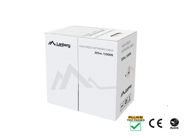 Lanberg LAN cable UTP cat.5e 305m green solid CU fluke
