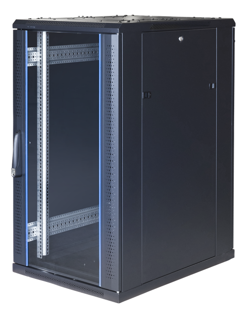 Toten System G 19&quot; floor cabinet 22U/600*1000, glass front door, perforated rear door, black