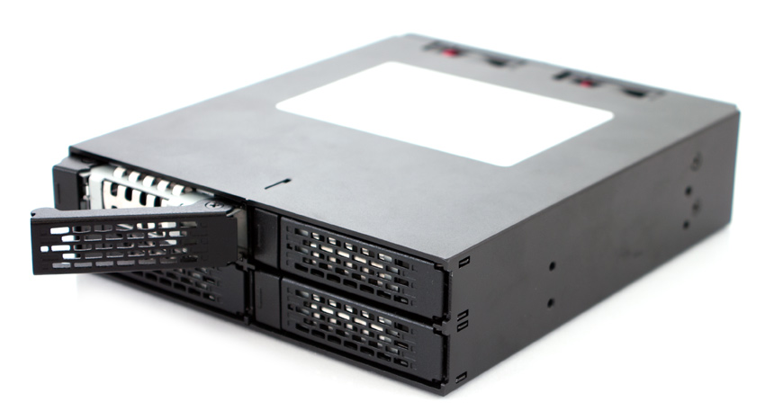 IcyDock ToughArmor MB994SP-4SB-1 rugged full metal 4 bay 2.5&quot; SATA HDD &amp; SSD backplane cage for external 5.25&quot; bay (with fan control)